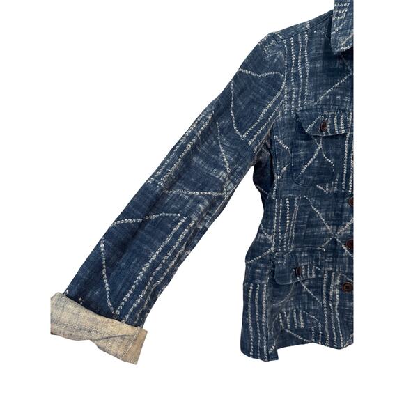 LRL Lauren Ralph Lauren Shacket Denim Jacket Size Large Blue Linen Cotton Blend - Picture 5 of 10